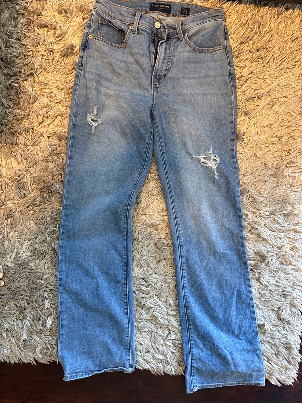 Lucky Brand Straight Leg Distressed Light Blue Jeans